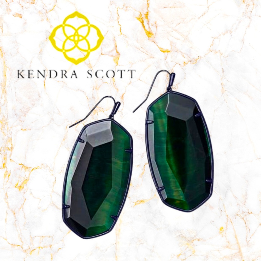 KENDRA SCOTT Faceted Danielle Drop Earrings In Gunmetal Green Tigers Eye